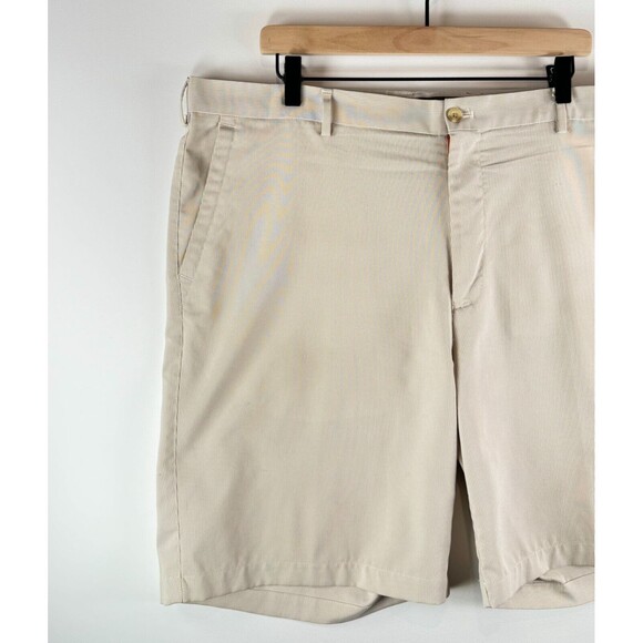 Peter Millar Crown Sport Men Shorts Khaki Chino Striped Golf Performance Size 42 - Picture 4 of 6